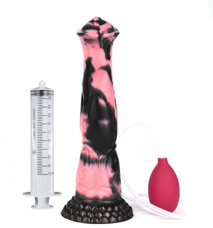 Lusty Spuitende Dildo – Roze/Zwart Siliconen, 30 cm