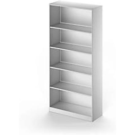 Schäfer Shop Genius TETRIS SOLID boekenkast, staal, 5 OH, B 1000 x D 413 x H 2143 mm, blank aluminium