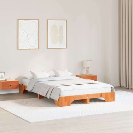 vidaXL - Bedframe - Wasbruin - 120 - x - 200 - cm - Massief - grenenhout