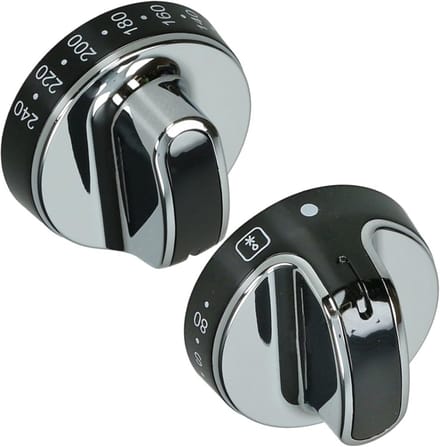 Temperatuurregelaar Knop voor Verwarming/Oven Universeel Zwart/Zilver Set van 2