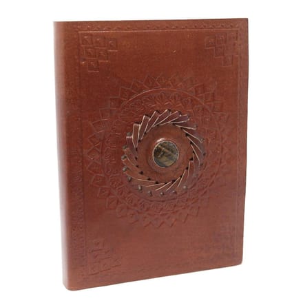Leren Notitieboek - Tijgeroog - Handgemaakt - 17x12cm