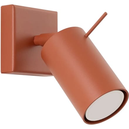 Wandlamp RING met verstelbare spot - Sollux Lighting - IP20 - Okerrood staal behuizing - 8 x 16 x 16 cm - 1 x GU10 LED, exclusief lichtbron - Max. 10 W - Moderne wandlamp voor gang, hal en slaapkamer