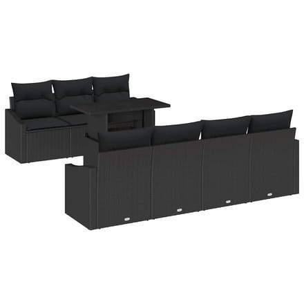 vidaXL Tuin Sofa Set 8 st Zwart poly rattan