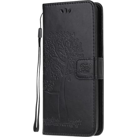 Comfycase Samsung Galaxy A12 Bookcase Hoesje Uiltjes Zwart