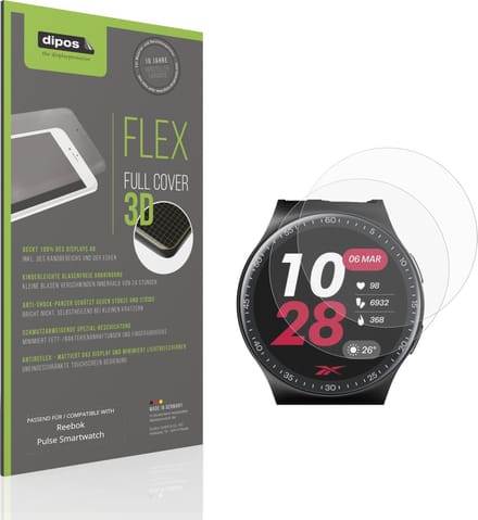 dipos FLEX – 2x Matte Screenprotector geschikt voor Reebok Pulse Smartwatch | Volledige Schermbescherming | Case-Friendly