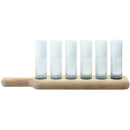 LSA Paddle Vodkaglazen - Met Houten Dienblad - Forst - 6 Stuks