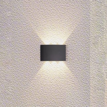 Searchlight LED buiten wandlamp Shadows, breedte 18 cm, zwart, metaal