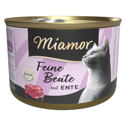 12x185g Miamor Fijne prooi eend natvoer voor katten