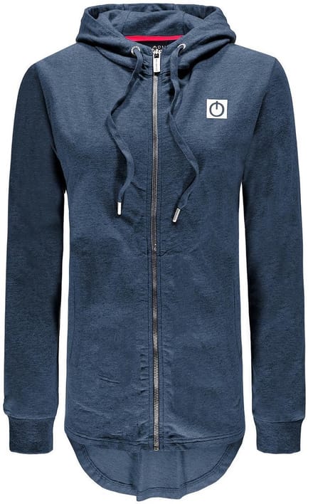 Re-Born - Sport vest - Hoodie - Trui met rits - Lange mouw - Capuchon - Langere achterkant trui - Dames - Donkerblauw - Maat S