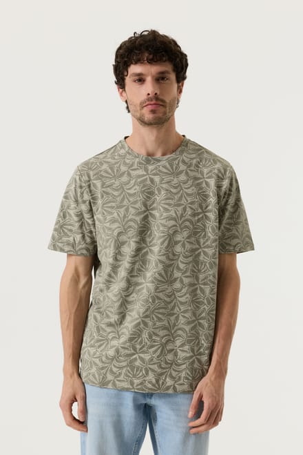 GARCIA Heren Print T-shirt Groen Korte mouw