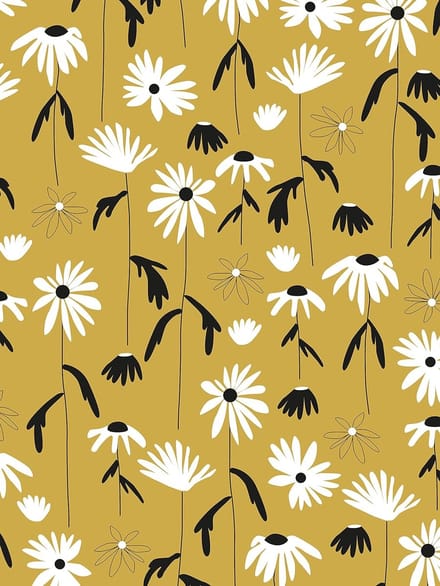 Texture Decopatch papier beige met witte en zwarte bloemen hotfoil