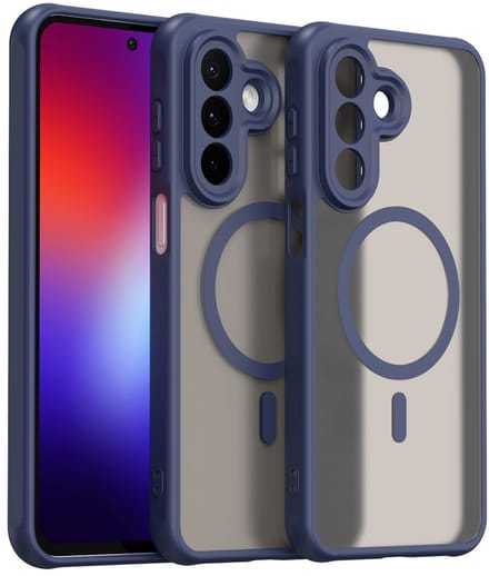MobyDefend Hoesje - Geschikt voor Samsung Galaxy A27 - Case Geschikt voor MagSafe - Mat Transparant Met Gekleurde Rand - Blauw