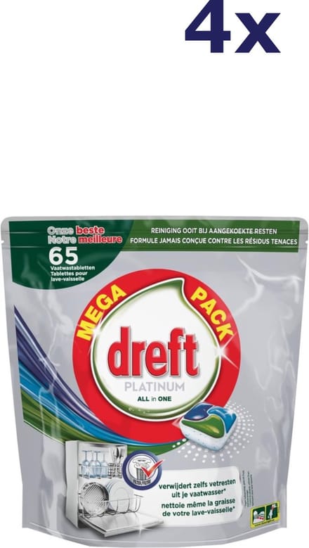 4x Dreft Platinum Allin1 - 65 tabs - original vaatwastabletten