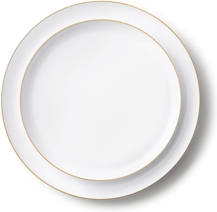 Decorline- 20 Premium herbruikbaar feestservies set wit met gouden rand - Edge collectie.