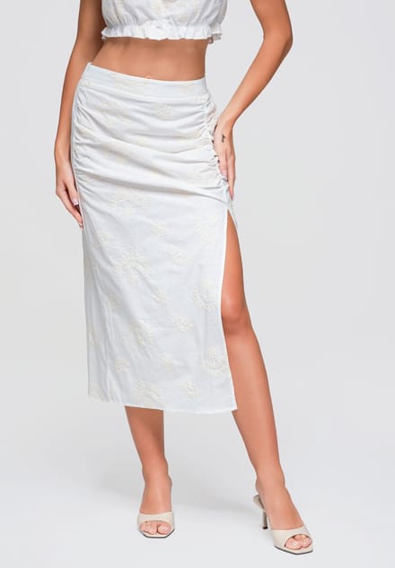 OMBRE Rok - Katoen - Effen - Rok Wit L