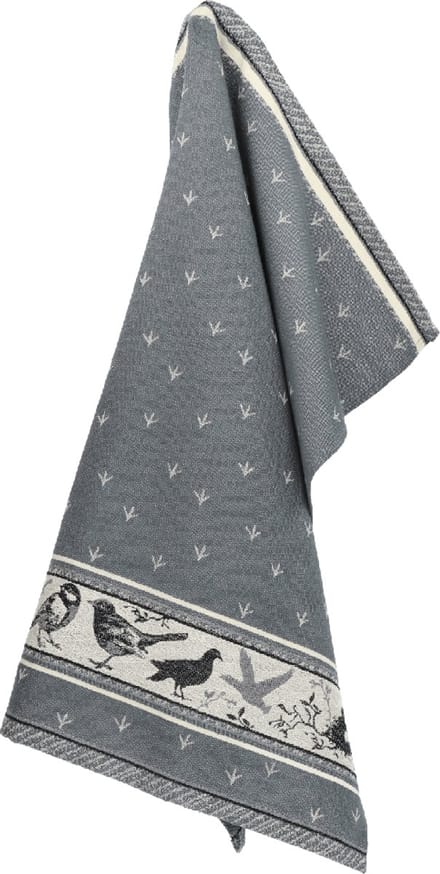 Bunzlau Castle Theedoek Birds – Anthracite, 100% Biokatoen