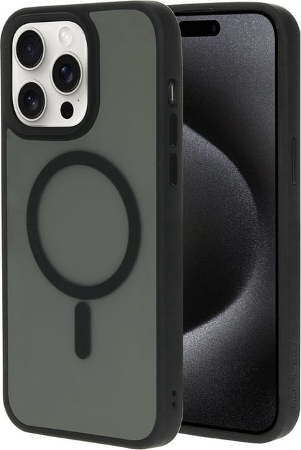 New Age Devi - Hoesje geschikt voor iPhone 15 Pro Max MagSafe - Shockproof - Doorzichtig Mat Zwart