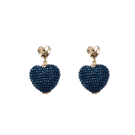 Go Dutch Label Oorknoppen full on beads hartje Blauw