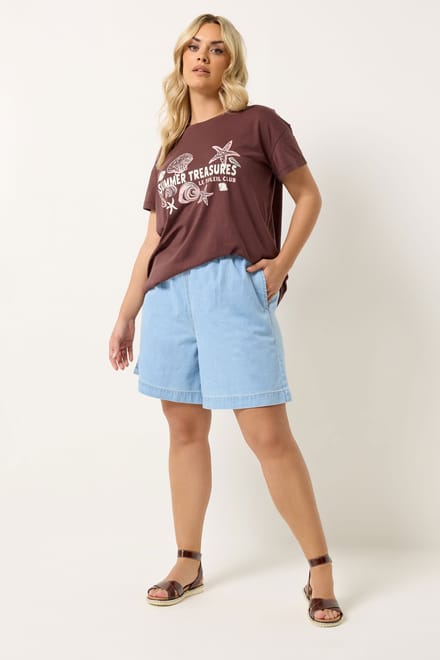 Yours Blauwe Denim Shorts Size 54