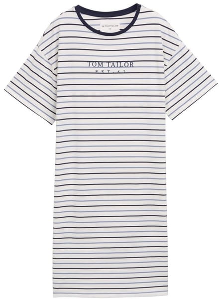 Tom Tailor - Nachthemd met streeppatroon - Maat M/38 - white-medium-horizontal stripe