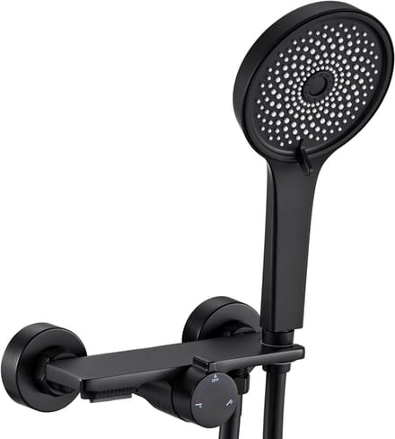 Auralum Max Badkraan Set - Waterval / Regen / Massage / Boost - 1 Hendel voor Schakelen & Temperatuur - Zwart