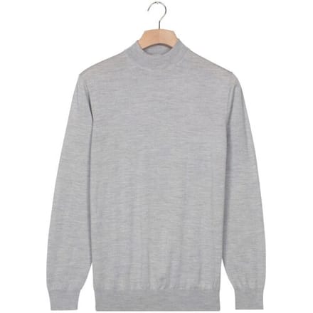 Thomas Maine Trui Turtle Neck Merino Single Knit Subtle Melange Licht Grijs / male