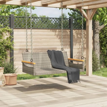 vidaXL - Schommelbank - 109x62x40 - cm - poly - rattan - grijs