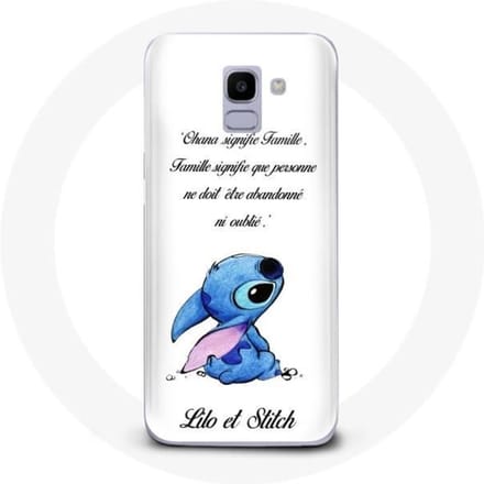 Coque - Lilo et Stitch - Galaxy J6 2018 - Souple - Citation Ohana - Blanc blanc