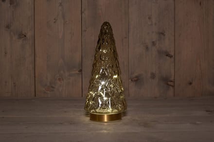 Anna's Collection kerstverlichting boom glas h28.5cm amber goud