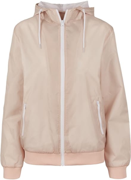 Build Your Brand - Windrunner Dames Hoodie met Rits - Light Pink/White maat M