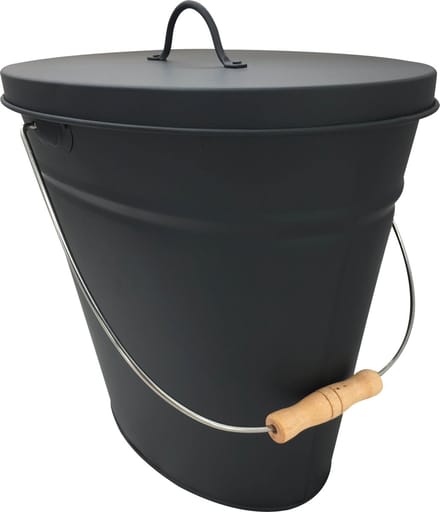 Asemmer met deksel zwart - pellet emmer - kolenemmer - 19 liter