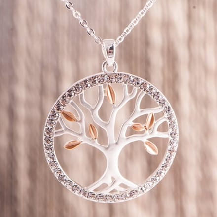 Yggdrasil levensboom hanger verzilverd met ketting