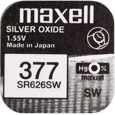 Maxell 377 / SR626SW zilveroxide knoopcel horlogebatterij 1 stuks
