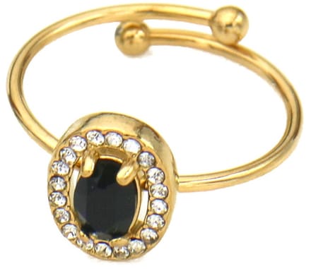 RVS ring met kristallen - verstelbaar - goudkleurig