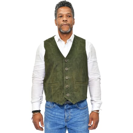 Heren klassiek geitensuède lederen vest-Norwich