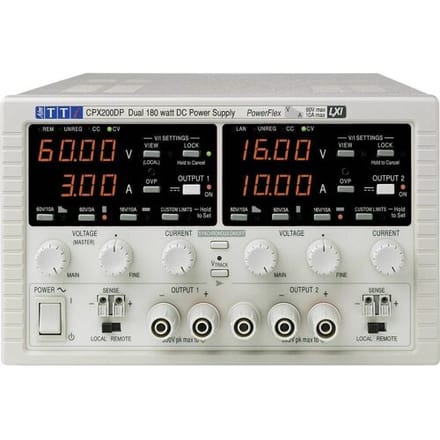 Aim TTi CPX200DP Labvoeding, regelbaar 0 - 60 0 - 10 A 360 W LAN, LXI, RS232, USB Aantal uitgangen: 2 x