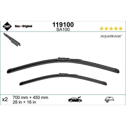 Wisserblad SWF AquaBlade 119100, 700/450mm, Voor, 2 Stuk