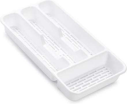 Plasticforte Bestekbak - 2x stuks - 4-vaks - wit - 33 x 18 x 4 cm - bestekhouders