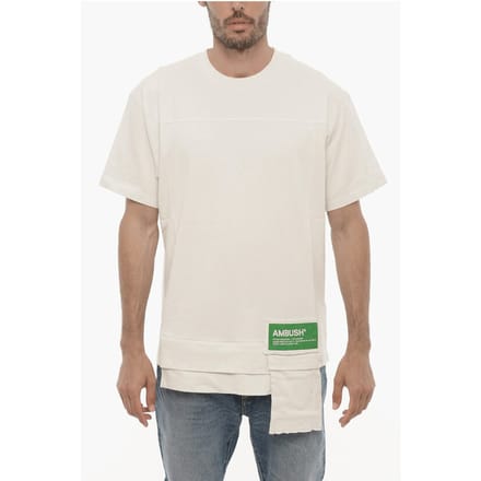 Effen T-shirt met ronde hals en taillezak in wit