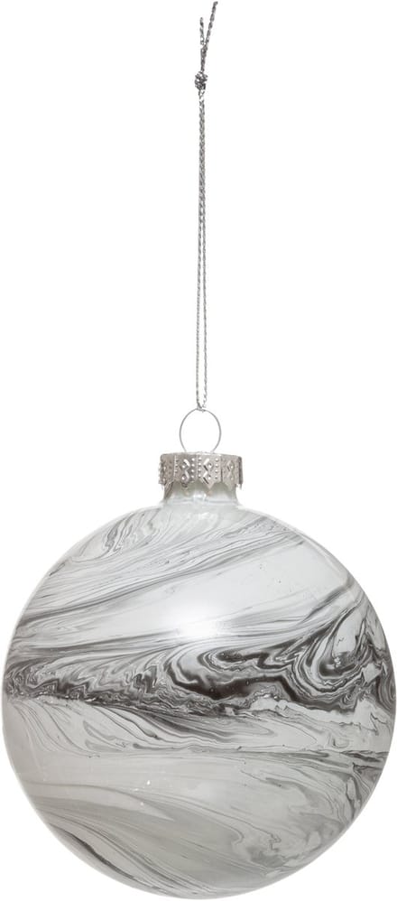JJA - Kerstbal van glas met marmerlook 8 cm grijs en wit