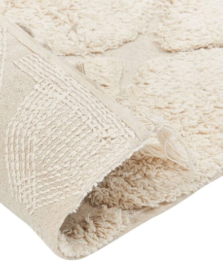 SILCHAR - Laagpolig vloerkleed - Lichtbeige - 140 x 200 cm - Katoen