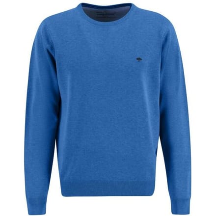 Fynch-Hatton Trui O-Neck Fine Knit Cotton Bright Ocean / male