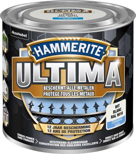 Hammerite Ultima - Wit - 250 ml - Zijdeglans - 7,5 m²/l - Afwerkingslaag