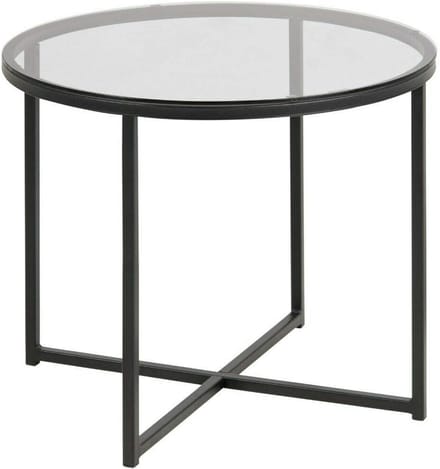 Ronde bijzettafel van glas en metaal - 55 x 55 x 45 cm