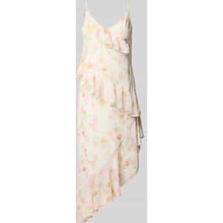 Midi-jurk met volants en V-hals