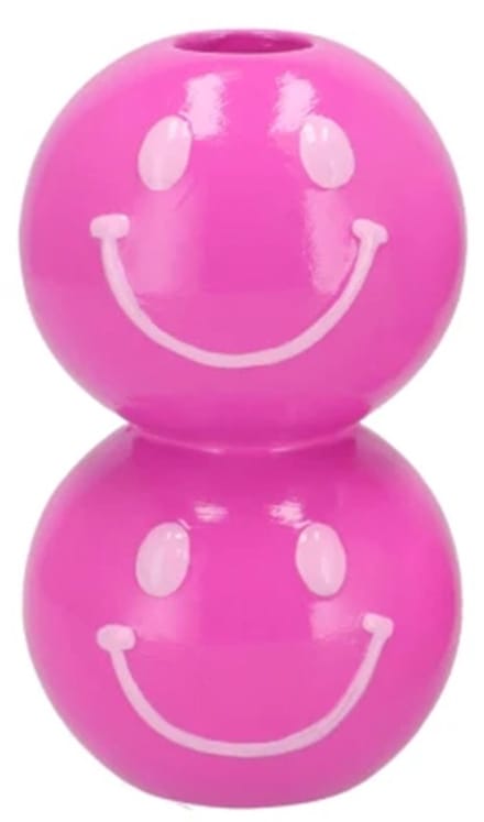 Smiley Kandelaar dubbel 7x7x12cm Roze donker/licht