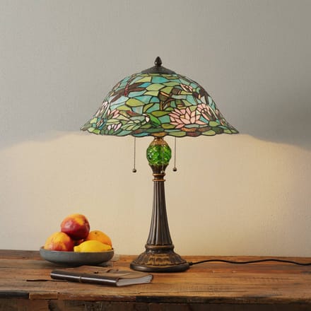 Lumilamp Tiffany Tafellamp Ø 47x60 cm Groen Bruin Glas Libelle