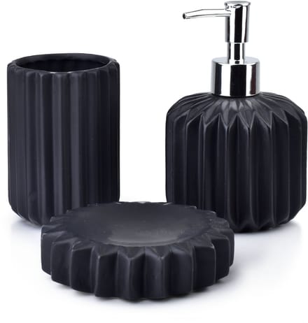 Bathlab FERRA Serie - Keramische Badkamer Set - 380ml - Moderne Afwerking - Zilver