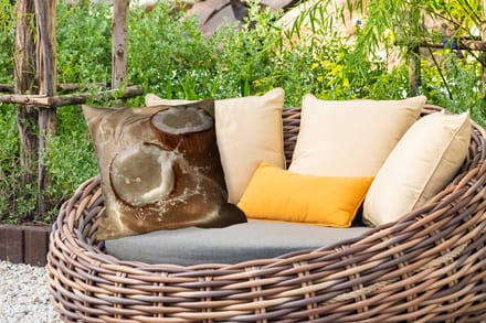 Buitenkussen - Kokosnoot - Water - Beige - Spetters - 45x45 cm - Weerbestendig