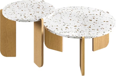 Salontafel Set van 2 - Nesting Salontafel Wit Hout - Moderne Bijzettafel Woonkamer - MDF